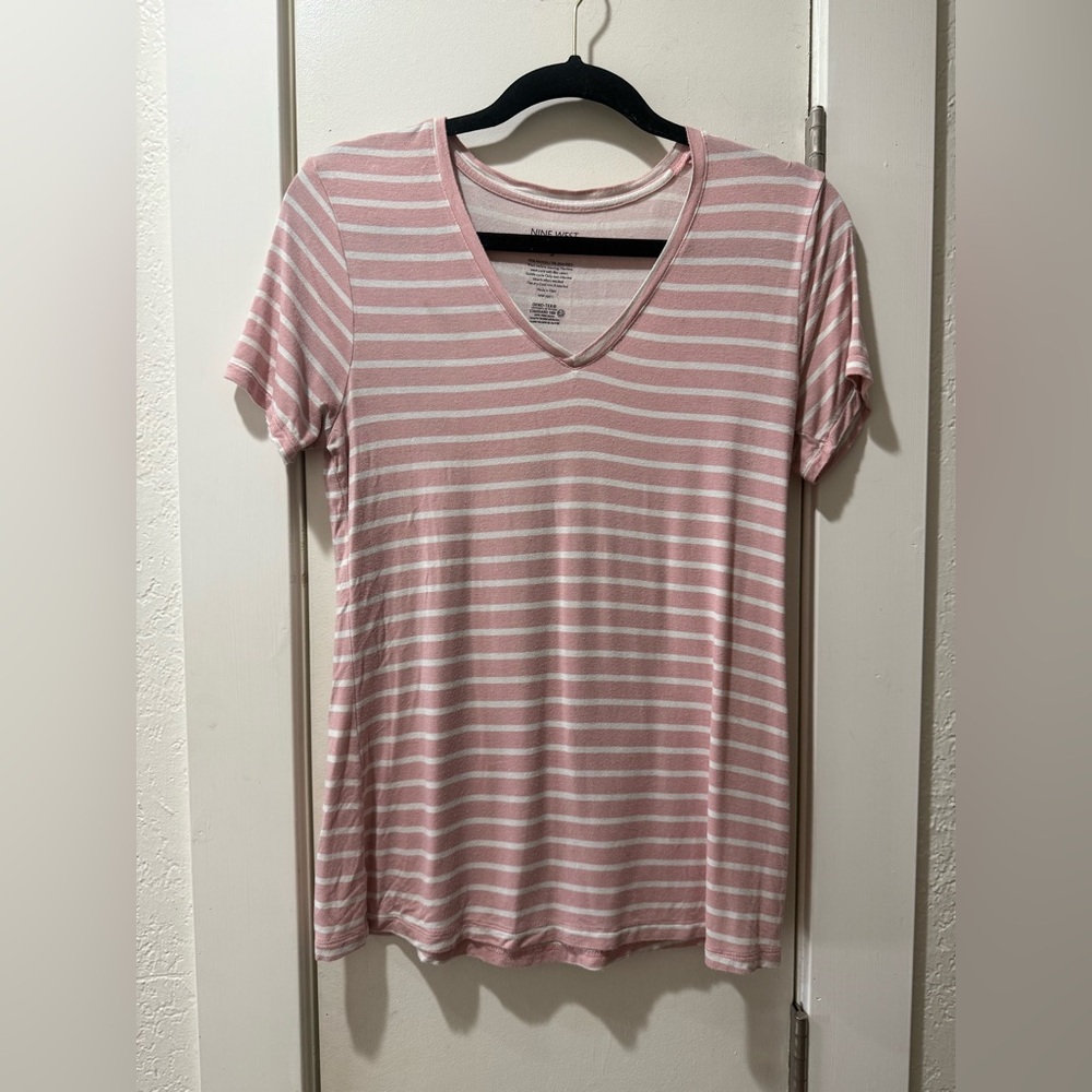 Nine West Light Pink Striped Tee